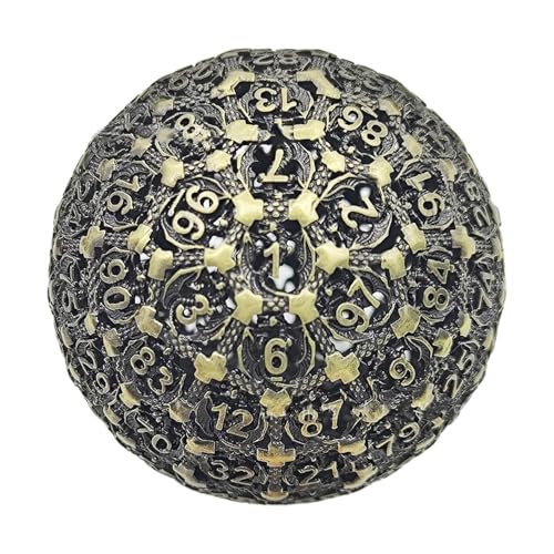 Metal Polyhedral Dice - Single 100 Sided Dice, High Precision Entertainment Tool | Role-Playing Solid Metal RPG Dice, Strong Polyhedral Metal gamming Dice for Serious Gamers and Collectors von Generic