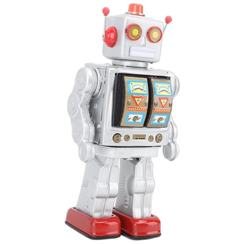 Metall -Blech -Roboterspielzeug, Handgefertigtes Handgefertigtes Retro Rotierender Roboter -Blott -Spiel Spielzeug Tinplate Zum Geburtstag für Erwachsene (Silver) von Generic