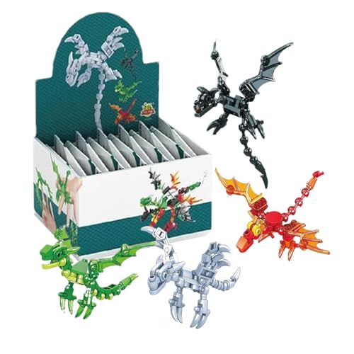Mini Bausteine ​​Set Tiere - Transformable Dinosaur Blocks Set, Dinosaur Building Blocks Toys, 3D Printed Dinosaur Action Figure, Small Dinosaur Toy Blocks for Creative Building, Funny Party Favors von Generic