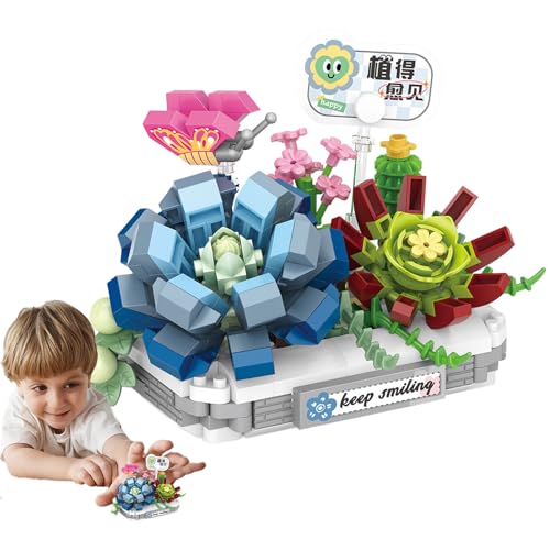 Mini-Bausteine - Spielzeug-Set mit Mini-Blöcken in Blumenvasenform, kreative Modelle für Stadtlandschaften | Sicheres Bauset für Gruppenaktivitäten, Fe Dekorationen von Generic