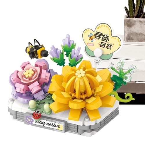 Mini-Bausteine - Spielzeug-Set mit Mini-Blöcken in Blumenvasenform, kreative Modelle für Stadtlandschaften | Sicheres Bauset für Gruppenaktivitäten, Fe Dekorationen von Generic