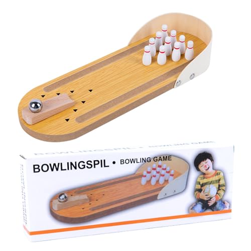 Mini Bowling Set Kids Hölzerne Mini Bowling-Schreibtisch Spielzeug interaktiver Eltern-Kind-Schreibtisch Spielzeug polierte Entwicklung entspannter Mini Bowlingspiel für 3+ Jahre alt von Generic