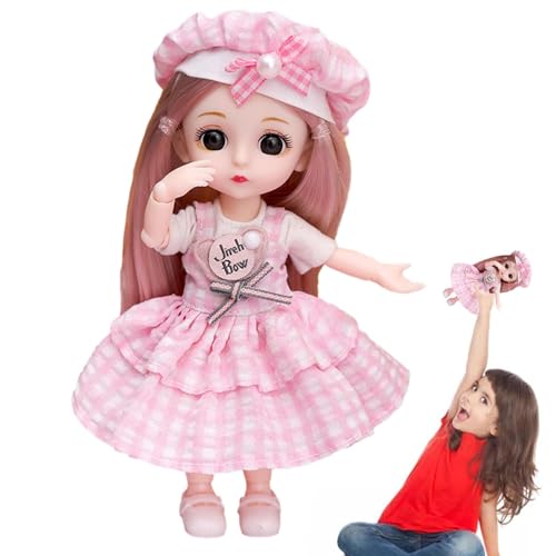 Mini Fashion Toy - 16 cm Ball Jointed Outfit, Komplette Kleidung Set | Full Dress Shoes Perücken Make -up -Outfit Für Puppenliebhaber, Potenbare Süße Puppe Zum Styling Play Collection Giftin von Generic