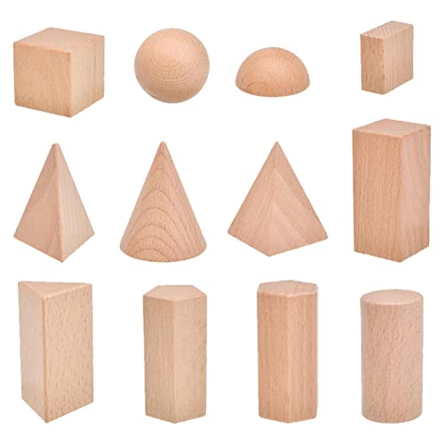 -Geometriekörper,Geometrische Körperkörper aus Holz,Primärfarbene geometrische Formenblöcke | Montessori-Lernspielzeug, solide Figuren, pädagogische 3D-Form, Holzspielzeug, Heimschulbedarf von Generic
