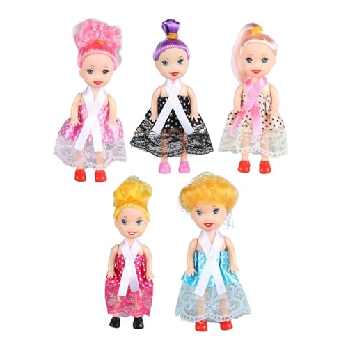 Mini Girl Doll - 5pcs Schöne Spielzeugpuppen Für Puppenhaus - 4,33 -Zoll -Puppenspielzeug Mit Haaren Und Modischen Kleidern Für Mädchen 3-5 Jahre Alt Mini Girl Doll - 5pcs Schöne Spielzeugpuppen Für Puppenhaus - 4,33 -Zoll -Puppenspielzeug Mit Haaren Und Modischen Kleidern Für Mädchen 3-5 Jahre Alt von Generic