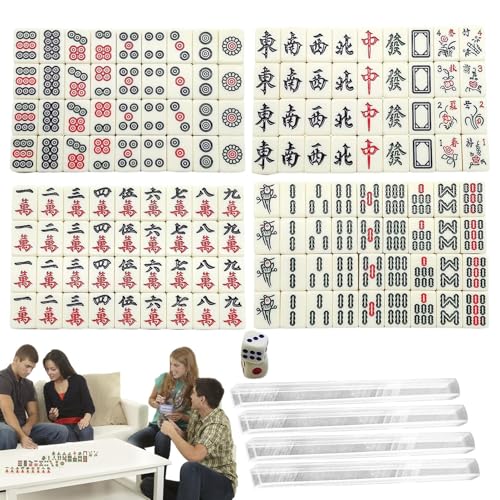 Mini-Mahjong-Spielset | Mini-Reise-Mahjong-Set mit 144 Kacheln und 2 Würfeln,Familien-Freizeit-Spielzubehör für Party-Spiele, kompaktes Geschenk, Dieses Mah Jong Set von Wanzi ist aus strapazierfähig Mini-Mahjong-Spielset | Mini-Reise-Mahjong-Set mit 144 Kacheln und 2 Würfeln,Familien-Freizeit-Spielzubehör für Party-Spiele, kompaktes Geschenk, Dieses Mah Jong Set von Wanzi ist aus strapazierfähig von Generic
