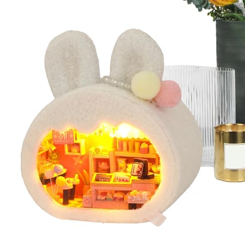 Miniatur-Haus-Set – Modellbau-Set mit LED-Beleuchtungszubehör | Miniaturmöbel für Zuhause, kreatives Geschenk für Heimdekoration Miniatur-Haus-Set – Modellbau-Set mit LED-Beleuchtungszubehör | Miniaturmöbel für Zuhause, kreatives Geschenk für Heimdekoration von Generic