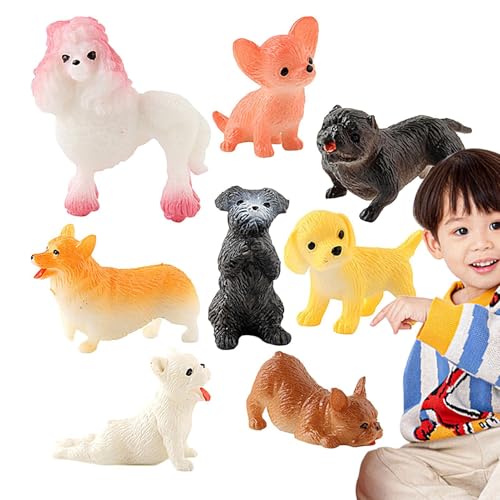 Miniatur-Hundestatue, kleine Hundefiguren, realistische Miniatur-Welpenfiguren Tiny Dog 8 Stück | Hundestatue Lernspielzeug, lustige Actionfiguren für Hunde Spielzeug von Generic