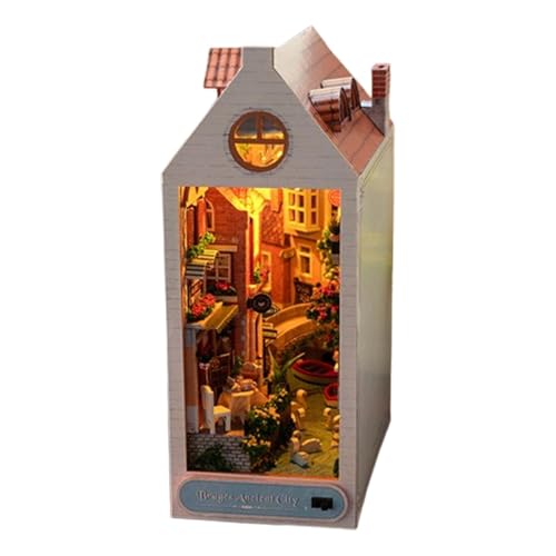 Miniatur-Kabinett, Holz Miniatur Bookend Puzzle Kits Spielzeug - realistische LED Beleuchtung Holz Kunst Buchstützen für Arbeitszimmer, Schlafzimmer, Wohnzimmer und Kinderzimmer Miniatur-Kabinett, Holz Miniatur Bookend Puzzle Kits Spielzeug - realistische LED Beleuchtung Holz Kunst Buchstützen für Arbeitszimmer, Schlafzimmer, Wohnzimmer und Kinderzimmer von Generic