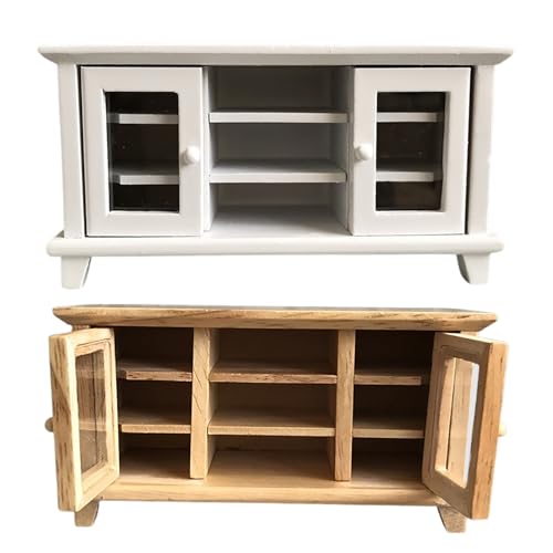 Miniatur-Puppenhaus - DIY Holz Miniatur Doppeltür TV Schrank - Sichere, langlebige Möbel für Puppenhaus Home Decor Miniatur-Puppenhaus - DIY Holz Miniatur Doppeltür TV Schrank - Sichere, langlebige Möbel für Puppenhaus Home Decor von Generic