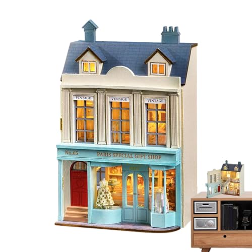 Miniatur-Puppenhaus-Set, handgefertigtes Kunsthandwerk, Miniaturhaus-Set | Puppenhaus aus mit Scharnieren und LED, Modellbau, Dekoration, kreativer Raum für Erwachsene und Jugendliche Miniatur-Puppenhaus-Set, handgefertigtes Kunsthandwerk, Miniaturhaus-Set | Puppenhaus aus mit Scharnieren und LED, Modellbau, Dekoration, kreativer Raum für Erwachsene und Jugendliche von Generic