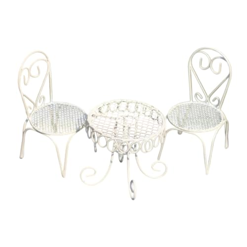 Miniatur Puppenhausmöbel Set, Puppenhauszubehör, Moderner Tisch Und Stühle, Sammlerspielzeug für, Beige von Generic