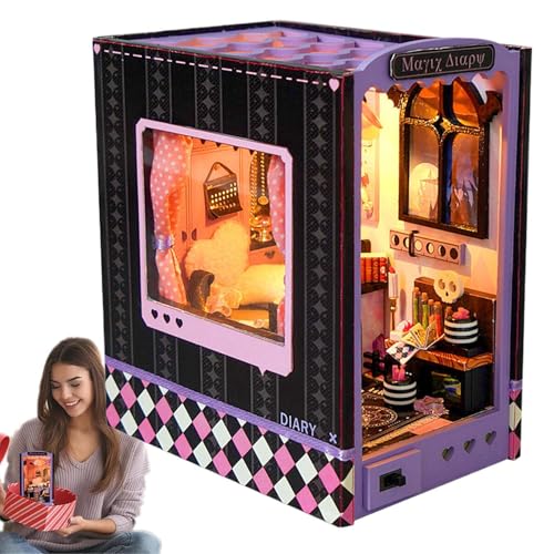 Miniatur-Puzzle-Buchstützen aus Holz, Miniatur-Set für Puppenhaus Book Nook, Puppenhaus aus Holz, Miniatur-Puppenhaus, präzise geschnitten, Buchecke und Spielzeug von Generic
