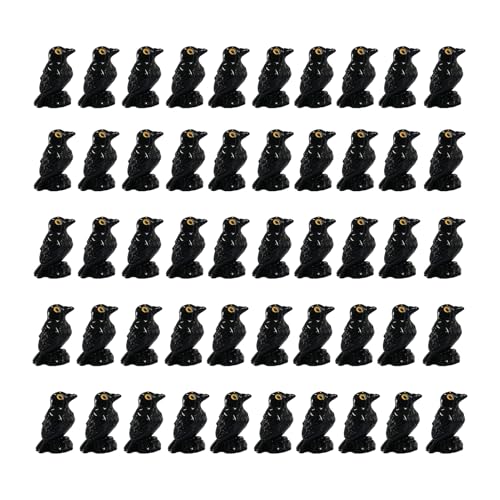 Miniatur-Rabenskulptur aus Kunstharz, Halloween, 50 Stück, realistische Tiere, Zubehör für Schreibtisch, Schreibtisch, Schreibtisch, Ablage von Generic