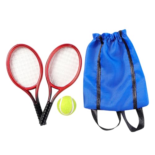 Miniatur -Tennisschläger Und Ballset - 1:12 Simulationsmodell Tennis Miniaturspielzeug | Doll House Cake Toper Für Sportfans Kinder Kinder Mädchen von Generic
