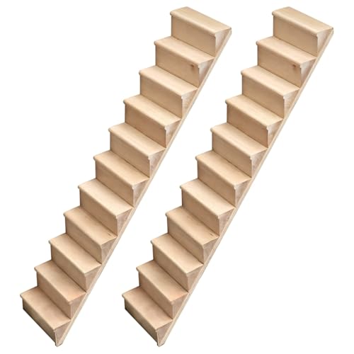 Miniatur-Treppe aus Holz für Puppenhäuser, Maßstab 1:12, unbemalt, DIY-Zubehör für kreative Dekoration, 2 Stück Miniatur-Treppe aus Holz für Puppenhäuser, Maßstab 1:12, unbemalt, DIY-Zubehör für kreative Dekoration, 2 Stück von Generic