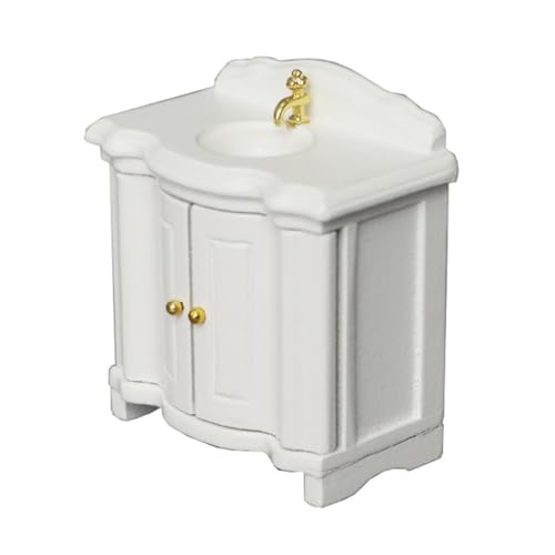 Miniatur-Waschbeckenschrank, weiß, 1/12-Modell, Handwaschbecken für Puppenhäuser, Badezimmer, Küche, Szenendekoration, Rollenspiel-Requisite von Generic