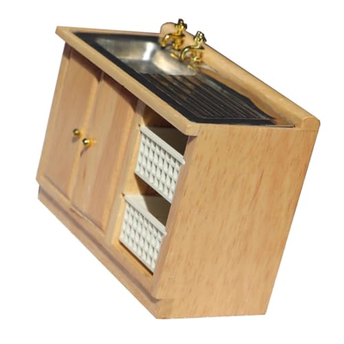 Miniatur-Waschbeckenschrank aus Holz, Maßstab 1/12, Küchenzubehör für Küche und Badezimmer, realistische Designs Miniatur-Waschbeckenschrank aus Holz, Maßstab 1/12, Küchenzubehör für Küche und Badezimmer, realistische Designs von Generic
