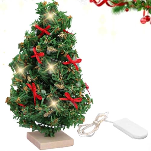 Miniatur-Weihnachtsbaum mit Lichtern für Puppenhaus, 1/12 Maßstab Weihnachtsbaum Modell Spielzeug, Realistischer Weihnachtsbaum Desktop Ornamente, Puppenhaus beleuchtet Weihnachtsbaum, Puppenhaus von Generic