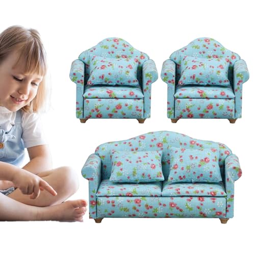 Miniature Couch for Doll House - Tiny Sofa Armchair, Doll House Furniture Miniature Accessories 1: 12 Scale Sofa Lounge with Pillows for Craft Decoration Miniature Couch for Doll House - Tiny Sofa Armchair, Doll House Furniture Miniature Accessories 1: 12 Scale Sofa Lounge with Pillows for Craft Decoration von Generic