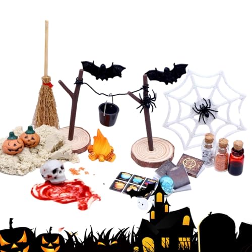 Miniature Halloween Doll House - Miniature Accessories Bat Pumpkin | Set 27 Stück Halloween Figuren, Mini Dekorationen für Puppenhaus, magischer Garten, Kunst Miniature Halloween Doll House - Miniature Accessories Bat Pumpkin | Set 27 Stück Halloween Figuren, Mini Dekorationen für Puppenhaus, magischer Garten, Kunst von Generic