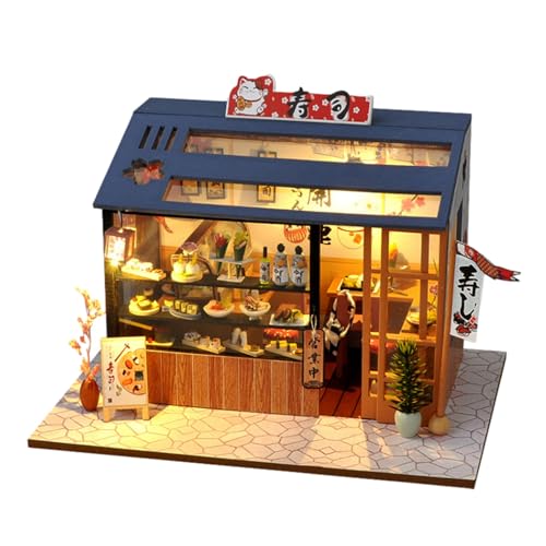 Miniaturhaus Kit - Tragbares Beleuchtungshaus, Holzhandwerkskit | Einfach zu tragen handgefertigtes Puppenhaus, dekorative Miniatur -Hausgeschenke für Kinder Geburtstage und besondere Anlässe von Generic