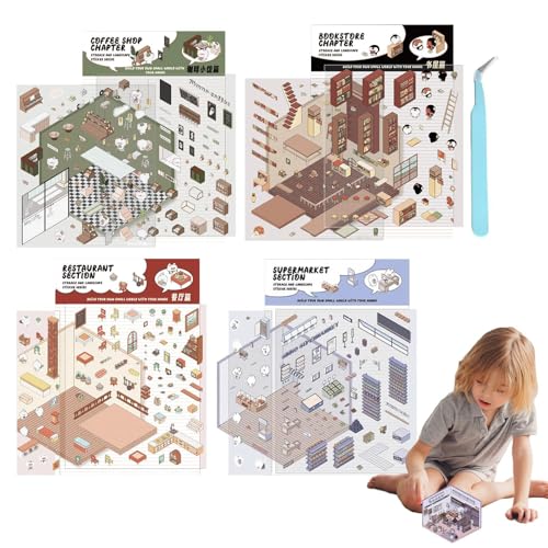 Miniaturhausaufkleber - 3D -Landschaftsbaustufen, Niedliche Basteldekorationen | Farbenfrohe Klebstoffstücke Mit Realistischer Effekt -Funktion, Perfekte Verzierungen Für Sammelalbücher Grußkarten Tel Miniaturhausaufkleber - 3D -Landschaftsbaustufen, Niedliche Basteldekorationen | Farbenfrohe Klebstoffstücke Mit Realistischer Effekt -Funktion, Perfekte Verzierungen Für Sammelalbücher Grußkarten Tel von Generic