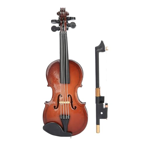 Miniaturismodell, Handgefertigte Basswood Decorative Geige mit Stand & Bow für Home & Office Decor (13 cm) von Generic