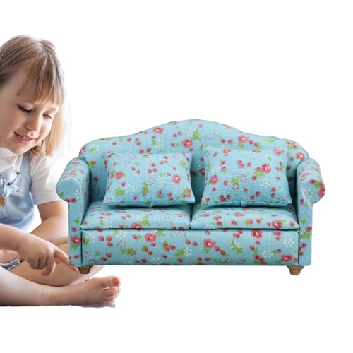 Miniatursofa – Puppenhaussofas, Kleine Wohnzimmermöbel | Puppenhausmöbel, Miniaturzubehör, Wohnzimmersofa Mit Kissen Für Handwerkliche Dekoration von Generic