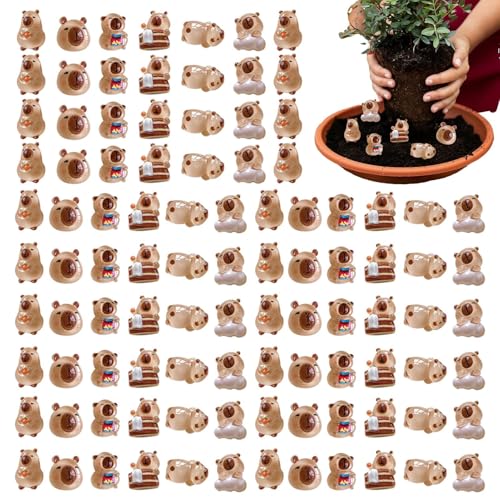 Miniaturtiere – 100 x Figuren zum Verstecken Capybara-Puppen-Set, Capybara-Dekorationen, Charm, kreatives Nagelkunst-Zubehör für den Garten Miniaturtiere – 100 x Figuren zum Verstecken Capybara-Puppen-Set, Capybara-Dekorationen, Charm, kreatives Nagelkunst-Zubehör für den Garten von Generic