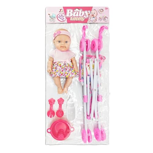 Mit Kinderwagen-Set – Spielzeug für Essen, Puppen, 25,4 cm (10 Zoll), Puppenspielzeug, mit Kinderwagen, Zubehör für von Generic