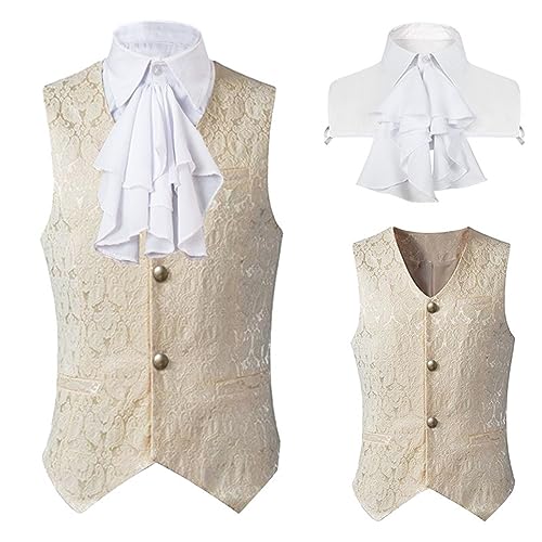 Mittelalter Anzugweste Herren Retro Steampunk Weste Jacquard Renaissance Viktorianische Hof Mantel ärmellos Elegant Trachtenweste Hochzeit Halloween Mottoparty Fasching Cosplay von Generic