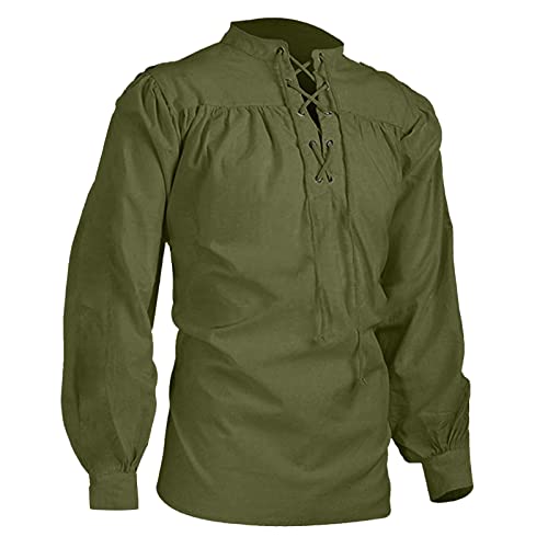 Mittelalter Hemd Herren Schwarz, Viktorian Rüschenhemd Herren Schwarz, Gothic Piratenhemd mit Schnürung Renaissance Hemden Einfarbig Viking Kleidung Steampunk Leinenhemd Schnürhemd Für Halloween Mittelalter Hemd Herren Schwarz, Viktorian Rüschenhemd Herren Schwarz, Gothic Piratenhemd mit Schnürung Renaissance Hemden Einfarbig Viking Kleidung Steampunk Leinenhemd Schnürhemd Für Halloween von Generic