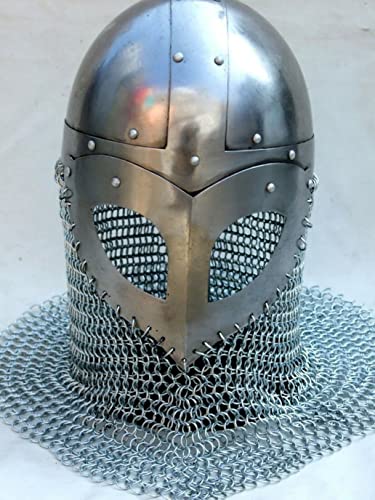 Mittelalter Kettennetzhelm Spartan Wikinger Helm Kreuzritter Helm Norman Helm Chainmail Armor Helm Metall Tragbarer Helm LARP Helm Cosplay Helm Kostüm Halloween Mittelalter Kettennetzhelm Spartan Wikinger Helm Kreuzritter Helm Norman Helm Chainmail Armor Helm Metall Tragbarer Helm LARP Helm Cosplay Helm Kostüm Halloween von Generic