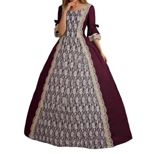 Mittelalter Kleidung Damen, Renaissance Kleider Damen Puffärmel, Spitze Retro Kleid Gesmokte Taille High Maxikleid Bodenlang Abendkleider Viktorianisches Kostüm Halloween Ballkleid Karneval Partykleid Mittelalter Kleidung Damen, Renaissance Kleider Damen Puffärmel, Spitze Retro Kleid Gesmokte Taille High Maxikleid Bodenlang Abendkleider Viktorianisches Kostüm Halloween Ballkleid Karneval Partykleid von Generic