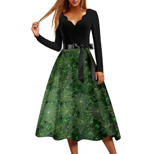 Mittelalter Kleidung Damen Große Größen Festlich Karneval Abendkleid Locker Einzigartig Kostüme Atmungsaktiv Generisch Cocktailkleid Elegant Stilvoll Outfits Schicke Lässiges (3-Dunkel Grün,3XL) von Generic