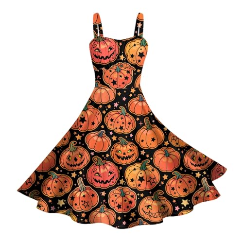 Mittelalter Kleidung Damen Große Größen Fließend Festlich Partykleid Karneval Locker Kleider Einzigartig Atmungsaktiv Costume Generisch Elegant Midikleid Stilvoll Schicke Hexenkleid (2-Ginger,S) von Generic
