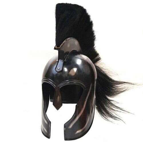 Mittelalter Leonidas 300 Griechischer Spartanischer Plume Helm Antike Troy Achilleshelm Ritter Rüstung Helm Tragbarer Kostüm Helm Historischer Krieger Helm Reenactment LARP Kostüm Halloween von Generic