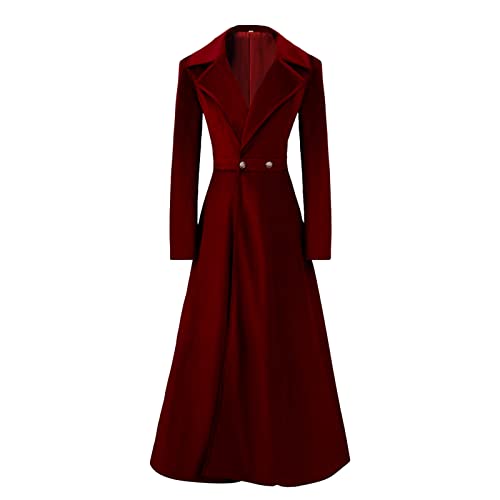 Mittelalter Mantel Damen Lang Samt Jacke Halloween Kostüm Mittelalter Renaissance Kleidung V-Ausschnitt Revers Langarm Gehrock Einfarbig Taille Damenmäntel Elegant Für Fasching Karneval Mittelalter Mantel Damen Lang Samt Jacke Halloween Kostüm Mittelalter Renaissance Kleidung V-Ausschnitt Revers Langarm Gehrock Einfarbig Taille Damenmäntel Elegant Für Fasching Karneval von Generic