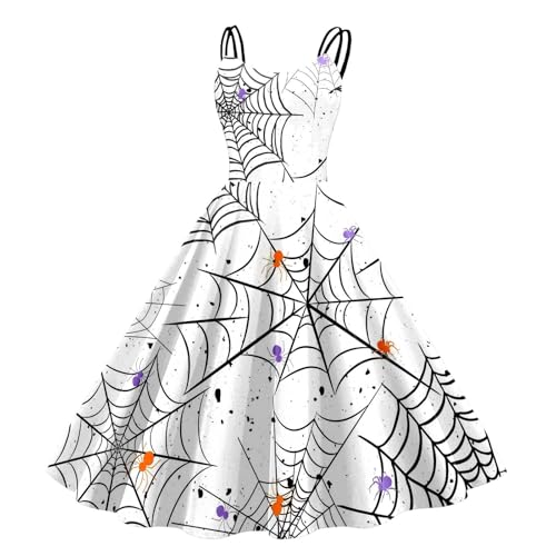 Mittelalter Midi Kleid Damen Halloween Festival Outfit Kleider FüR Karneval Fasching KostüM Maxikleid Vampir BöSe Uniform Party Verbandkleid Cosplay 2025 von Generic