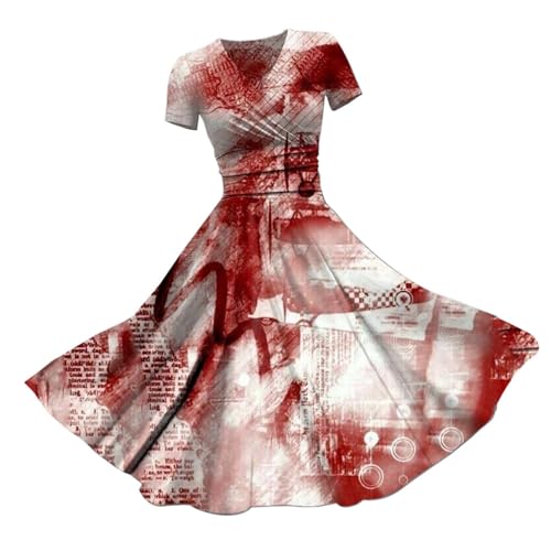 Mittelalter Midi Kleid Damen Kleidung Traditionelles Halloween Gothic Punk Cosplay CosplaGothic Retro Frauen Vintage Prinzessin Bodenlang Renaissance Maxikleid Dress Party von Generic