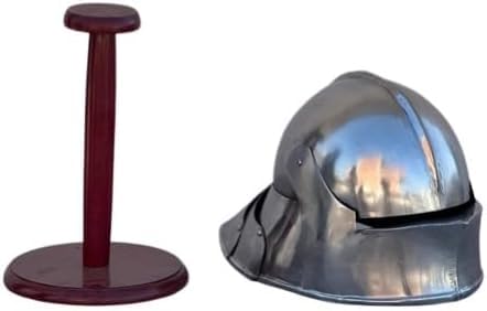 Mittelalter Ritter Stahl Deutscher Sallet Helm mit langem Schwanz LARP Ritter Kostüm Cosplay & Rollenspiel mit Holzständer von Generic