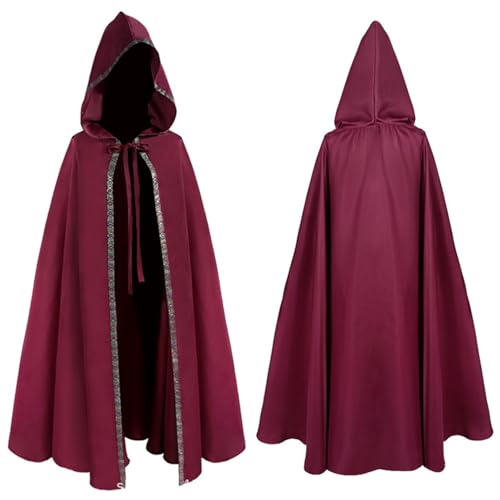 Mittelalter Umhang mit Kapuze, Gothic Cloak Satin, Einfarbig Vintage Capelet Lange Viktorianischer Kapuzenmantel Renaissance Cloak Erwachsene Unisex Robe Karneval Cosplay Uniform für Halloween Mittelalter Umhang mit Kapuze, Gothic Cloak Satin, Einfarbig Vintage Capelet Lange Viktorianischer Kapuzenmantel Renaissance Cloak Erwachsene Unisex Robe Karneval Cosplay Uniform für Halloween von Generic