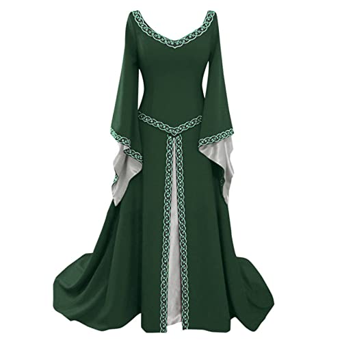 Mittelalterkleider Damen, Gothic Halloween Kleid Kostüm Damen Renaissance Abendkleider Königin Kleid Corsagenkleid Steampunk Retro Halloween Party Festlich Cosplay Dress von Generic