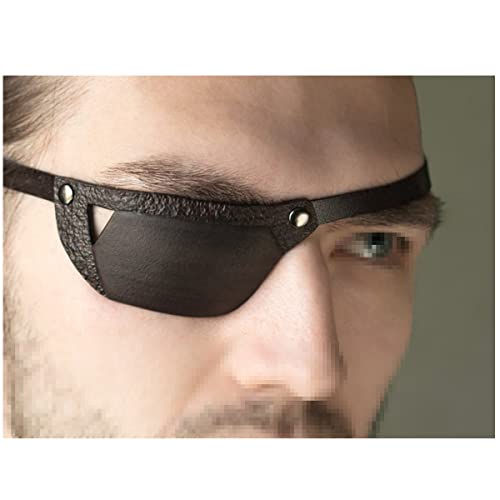 Mittelalterliche Retro-Augenklappe, Gothic, handgefertigt, Piraten-Augenbinde, künstliche PU-Leder-Augenklappe, Cosplay-Kostüm, Farbblock-Augenmaske für Halloween, Kostümzubehör, braun, links von Generic
