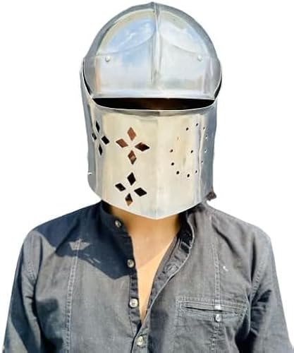 Mittelalterlicher Barbuta-Visierhelm, authentische Ritter-Rüstung, Replik für LARP, Nachstellung und Sammler, Cosplay-Helm, bestes Geschenk von Generic