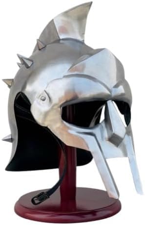 Mittelalterlicher Gladiator-Helm, Knight römischer Soldat Maximus Helm, Larp Halloween-Kostüm mit Holzständer von Generic