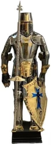 Mittelalterlicher Kampf-Ganzkörper-Rüstungsanzug, Silber-Finish, tragbares Ritter-Kostüm für Halloween, LARP & Nachstellung von Generic