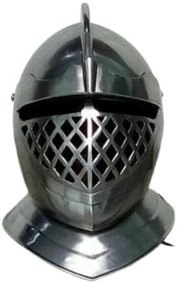 Mittelalterlicher Ritter Burgonet Helm Tragbare Platte Rüstung Kostüm Silber | Mittelalterlicher Kampf Schließen Helm | von Generic