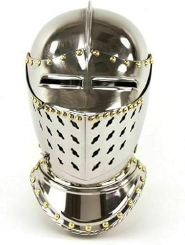 Mittelalterlicher Ritterhelm aus Edelstahl mit kunstvollem Design, 20,3 x 20,3 x 25,4 cm von Generic